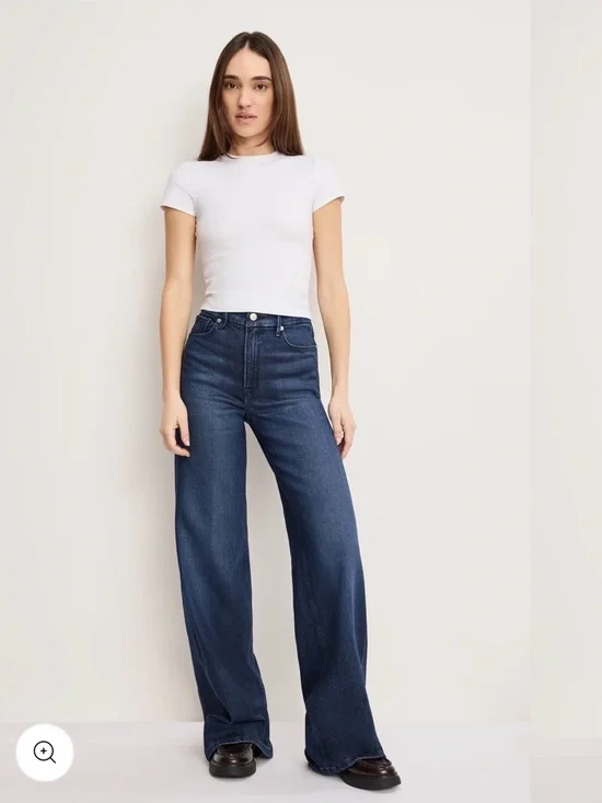 Good American Good Skate Soft Tech High-Rise Wide-Leg Jeans - Picture 1 of 10